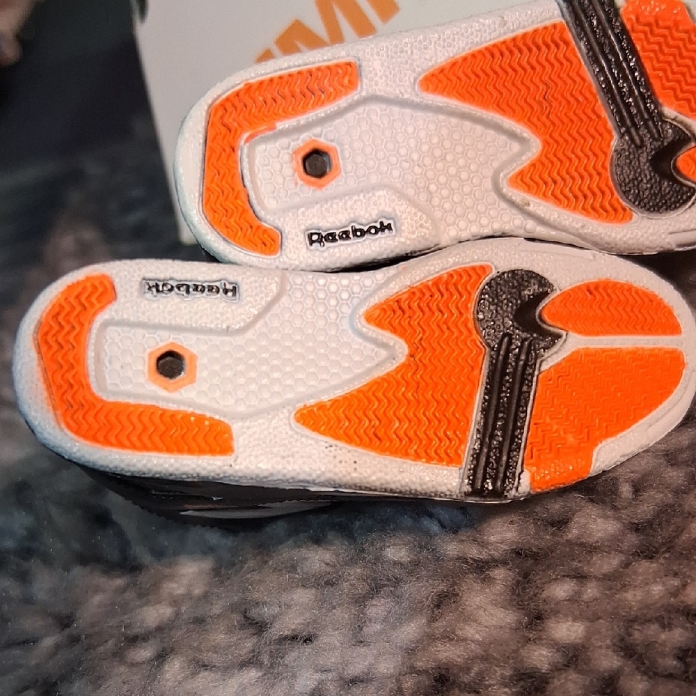 Reebok Miniature Pump Sneakers in Black and White with Orange Accents - Picture 5 of 7